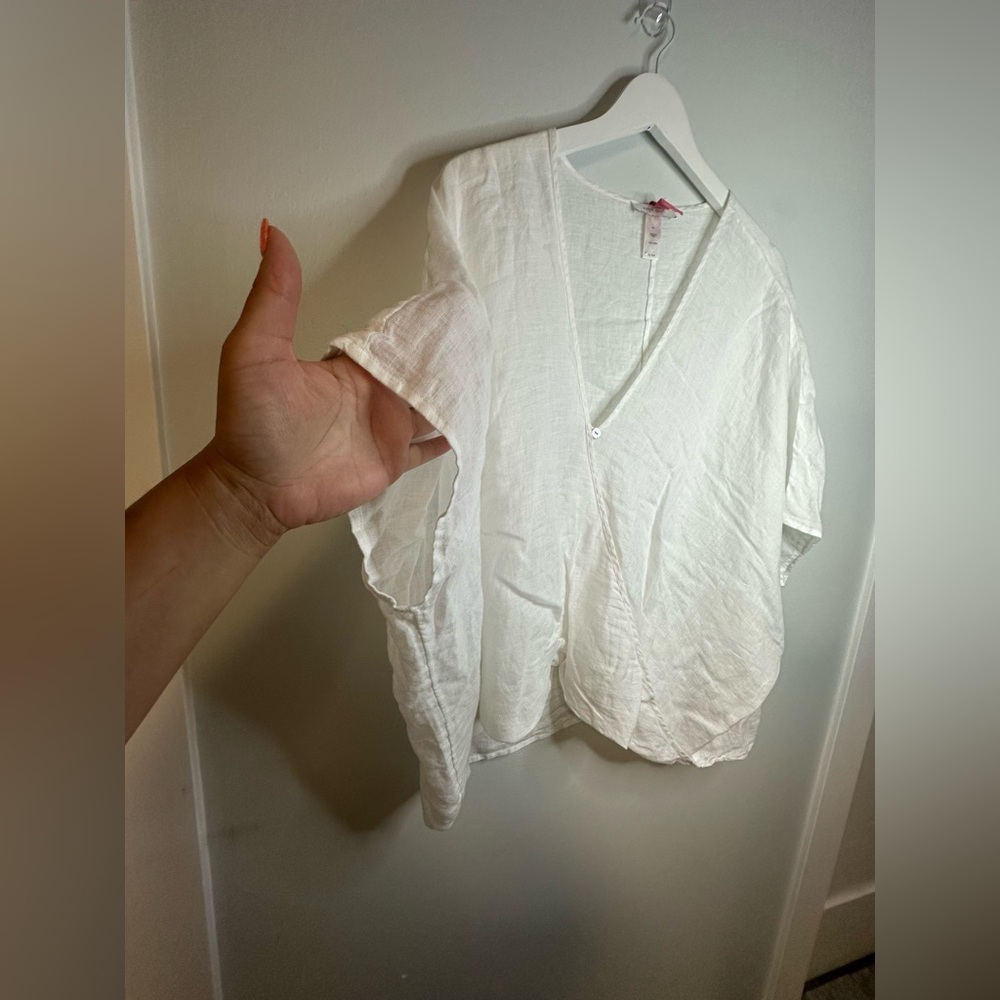 J. Jill  Elements 100% Linen Pullover White Relaxed Fit Lagenlook Top Size S - L - Picture 8 of 13